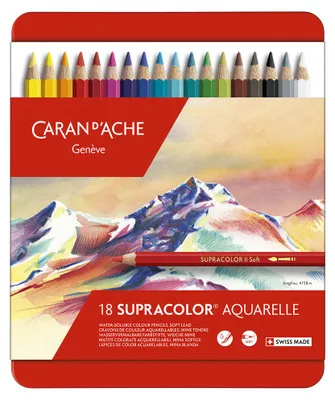 Image de CARAN D'ACHE 3888318 CARAN D'ACHE Crayons de couleur SUPRACOLOR, étui métallique de 18 pièces