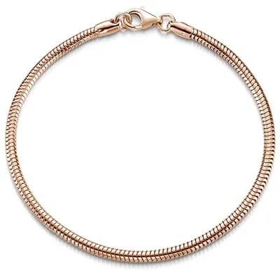 Obrázok produktu pre Náramok s korálkami, striebro 925, retiazka "hadí vzor", ružové zlato, 3 mm, model SA-144, dĺžka 18,5 cm