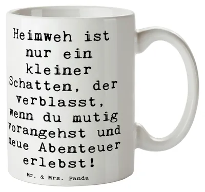 Produktbild von Mr. & Mrs. Panda Tasse Spruch Heimweh überwinden Abenteuer erleben - Weiß - Geschenk, inspirierend, Trost, Ermutigung, Kaffeetasse, Vertrauem, positivity, Becher, Zuhause