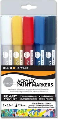 Obrázok produktu pre Daler Rowney Simply Acrylic Marker Sada akrylových fixiek 2 - 3 mm 5 x 5,3 ml