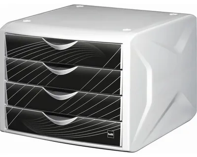 Produktbild von Helit Schubladenbox Chameleon H6129595 4Schübe A4/C4 black king