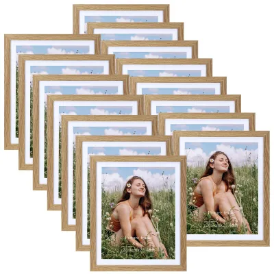 Productafbeelding van Fotolijsten 20x25 cm, set van 15, MDF, natuurlijk hout, voor wanddecoratie