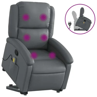Produktbild von vidaXL Massagesessel mit Aufstehhilfe Grau Kunstleder