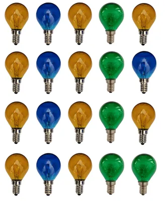 Produktbild von 20x Glühlampe Glühbirne Kugel E14 Klar 25W 25 Watt 10x Gelb 5x Blau 5x Grün