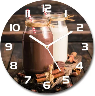 Produktbild von Wanduhr aus Glas 30fi Glasbild Glasuhr Gehärtetes Glas - weisse-zeiger - Cocktails in jars