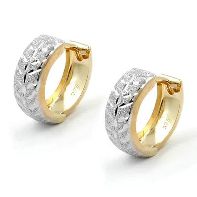 Produktbild von Creole 12x5mm Klappscharnier bicolor diamantiert 9Kt GOLD