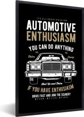 Produktbild von MuchoWow® MuchoWow® Gerahmtes Poster Mancave - Auto - Vintage - Schwarz 20x30 cm - Poster mit zchwarzem Bilderrahmen - Drucken - Bilder Poster im Rahmen