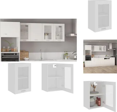 Obrázok produktu pre vidaXL Závesná sklenená skrinka biela 40x31x60 cm materiál na báze dreva - Kuchynské skrinky