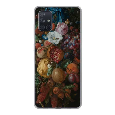 Produktbild von MuchoWow® Handyhülle Schutzhülle Hülle für Samsung Galaxy A71 Früchte und Blumen - Gemälde von Jan Davidsz. de Heem Silikon Softcase Handy Hülle - Kartenbesitzer