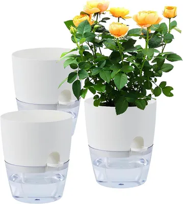3 selbstbewässernde Kräutertöpfe mit Wasserstandsanzeige für Zimmerpflanzen