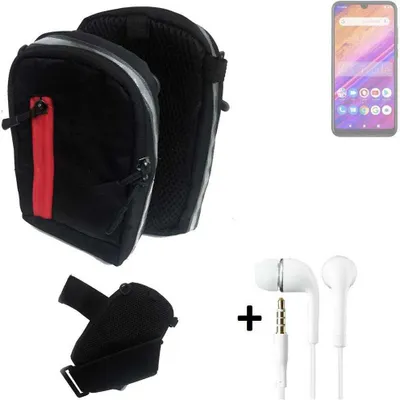 Produktbild von K-S-Trade Outdoor Gürteltasche Holster Umhängetasche + Kopfhörer kompatibel mit BLU J6S schwarz Handy Tasche Case travelbag Schutzhülle