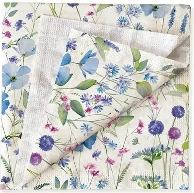 Image de Serviettes décorées de motifs floraux, 33x33 cm, paquet de 20 - Tassotti