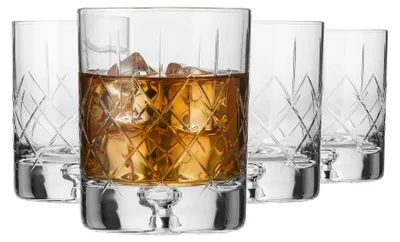 Productafbeelding van KROSNO whiskyglazen, 250 ml, set van 4, Saga-collectie, kristalglas, geslepen, handgemaakt