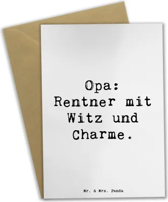 Produktbild von Mr. & Mrs. Panda neujahrskarte Spruch Opa Rentner - Weiß - Geschenk, Grußkarten, Dankbarkeit, hochzeitskarten, weihnachtskarten, Dankeschön, Familie, Liebe, dankeskarten