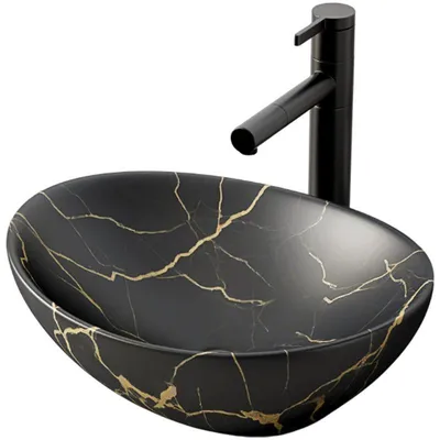Obrázek produktu pro Černé keramické oválné umyvadlo 41x34,5 cm