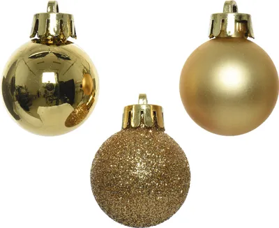 Christbaumkugeln Kunststoff 3cm 14er Set - Hellgold