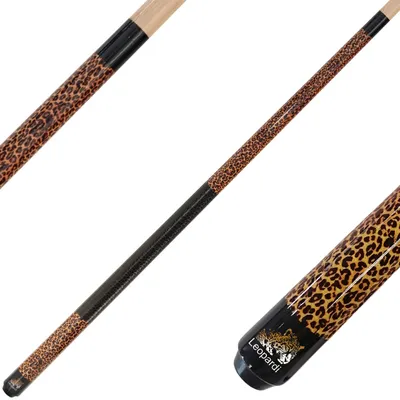 Image de Queue de billard originale Leopardi, bande de poignée noire grainée en cuir PU