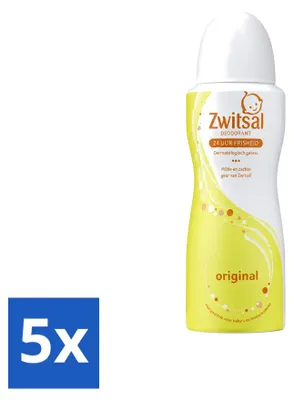 Immagine prodotto di 5 flaconi di deodorante spray Zwitsal Origineel, 100 ml ciascuno - confezione - 5 pezzi