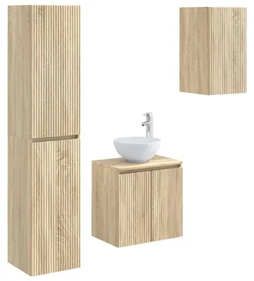 Obrázek produktu pro Sada koupelnového nábytku, 3 kusy, Imitace dub Sonoma, rozměry 33 x 34,5 x 160 cm