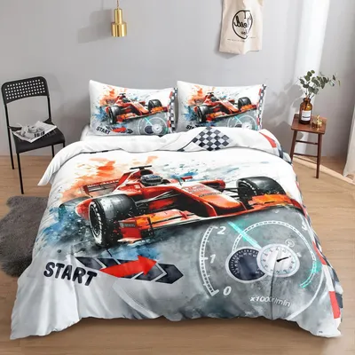 Produktbild von Bettwäsche-Set Rennwagen 135x200 cm Rot 1 Bettbezug 1 Kissenbezug Mikrofaser Reißverschluss
