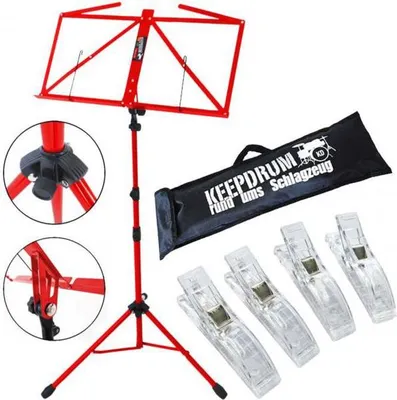 Produktbild von keepdrum MUS3RD Notenpult Rot mit 4 Notenklammern