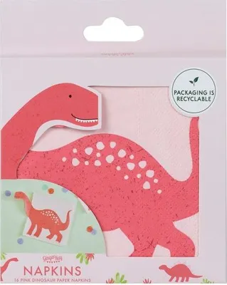 Produktbild von 16 Pink Dino Party Servietten 16,5cm