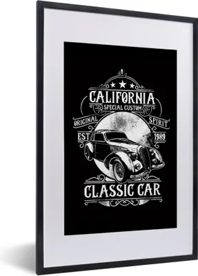 Produktbild von MuchoWow® MuchoWow® Gerahmtes Poster Mancave - Auto - Retro - Illustration 40x60 cm - Poster mit zchwarzem Bilderrahmen - Poster in Rahmen