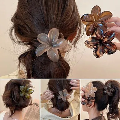 Produktbild von Blumen-Haarspange im französischen Stil, Krallenclip für Strandfrisuren, Vintage-Blumen-Haarclip als Haaraccessoire für Mädchen und Frauen, Haarschmuck für Dutt am Hinterkopf