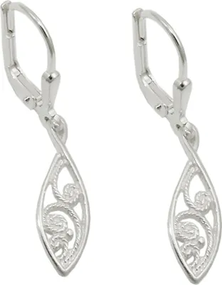 Produktbild von Paar Ohrringe Brisur Ohrhänger mit Muster orientalisch spitzoval 925 Silber