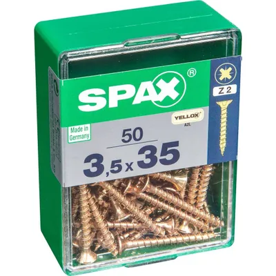 Immagine prodotto di Set di 50 viti in acciaio a testa svasata pozidriv SPAX, Diam.3,5 mm x L.35 mm
