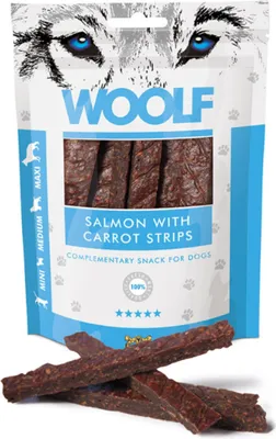 Zdjęcie produktu dla WOOLF pochoutka łosoś z paskami marchewki 100g