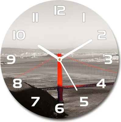 Produktbild von Wanduhr aus Glas 30fi Glasbild Glasuhr Gehärtetes Glas - weisse-zeiger - San Francisco Bridge