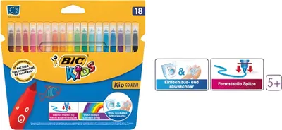 Produktbild von Bic Kids Couleur Fluos 18 Farben Waschbare Marker 9375081