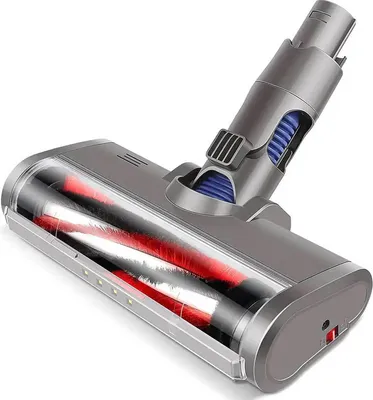 A close-up studio shot of a vacuum cleaner brush head.