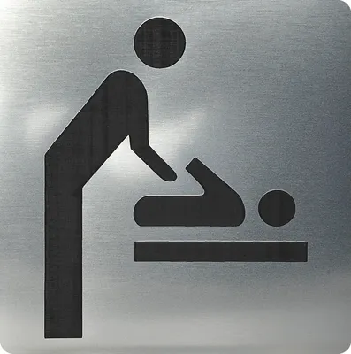 Produktbild von WC Symbol Wickelraum selbstklebend, 100 x 100 mm, Kunststoff Edelstahl-Effekt