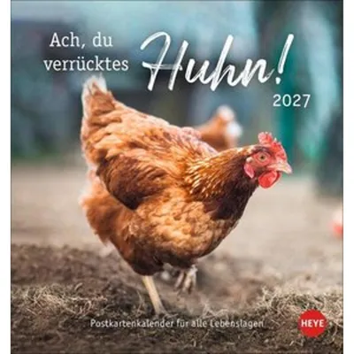 Image de Calendrier de cartes postales « Poules » 2027 - Ah, cette poule farfelue !