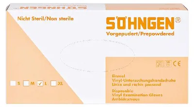 Produktbild von Schutzhandschuhe Vinyl groß leicht gepudert VE=100 Stück