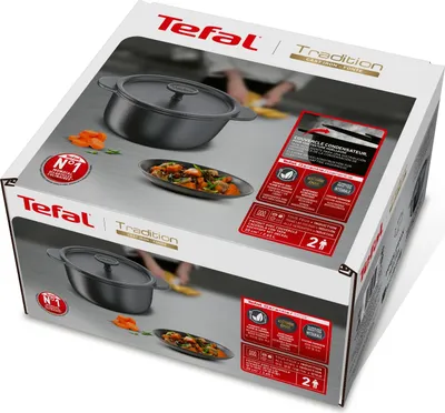 Obrázek produktu pro Tefal Tradition E22544, Kulatý, Černá, Litina, Smalt, Keramický, Plyn, Halogen, Indukční, Utěsněná plotna, 250 °C