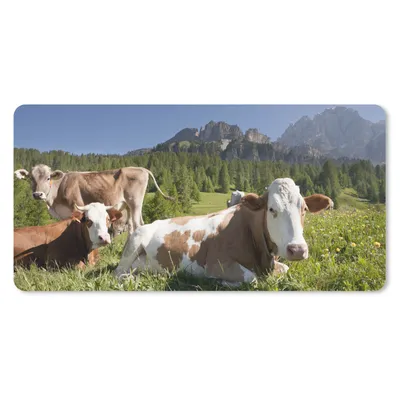 Produktbild von MuchoWow® Schreibtischunterlage Kühe - Gras - Schweiz 80x40 cm - XXL Mauspad - Gaming Mauspad