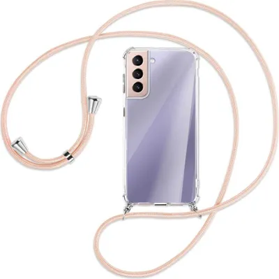 Produktbild von Handykette Backcover-Schutzhülle mit Band (Metall silberfarben) für Samsung Galaxy S21 5G - rose peach