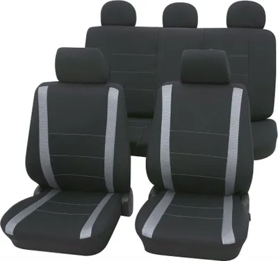 Produktbild von Auto Sitzbezüge Universal Komplett Set 11-teilig - Samoa grau, Eco Class mit SAB 1 Vario | Autositzbezüge / Schonbezüge von PETEX