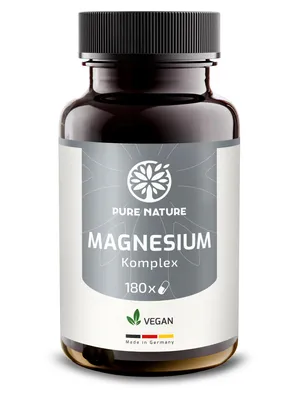 A bottle of magnesium supplement capsules.
