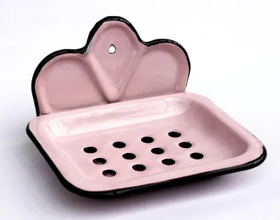 Produktbild von Seifenhalter 618 Seifenschale 13 cm emailliert Landhaus Emaille Seifenspender / Farbe: Rosa