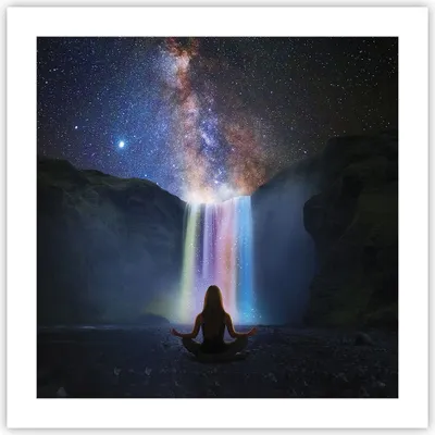 Produktbild von Poster - Poster ohne Rahmen - Wasserfall die Sterne Meditation - 50x50 cm - Wand Bild - Wanddeko - Wandbilder - Kunstposter - Wandposter - Bilder - Kunstdruck - Wanddekoration - P2XAC50x50-4774
