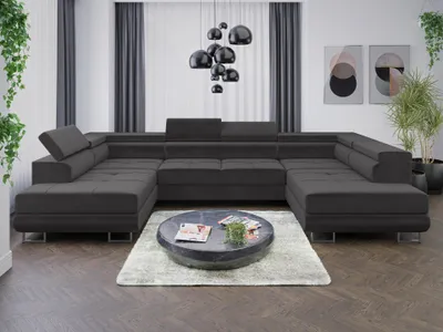 Produktbild von Sofa Couchgarnitur Sofagarnitur ALMA U mit Schlaffunktion und Bettkasten Wohnlandschaft Couch Polsterecke Eckcouch Polstergarnitur 15 Farben