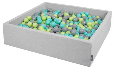 Produktbild von KiddyMoon Kinder bällebad groß Quadrat 120x30cm 200 Bunte Bälle ∅7cm - Bälle bällebad Plastikbälle Babyspielzeug Für baby zimmer - Hellgrau