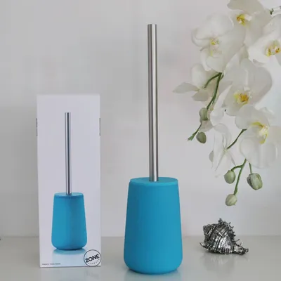 Image de ZONE Brosse à WC NOVA Turquoise Céramique avec Soft-Touch env. 37 cm H | ZO-351048