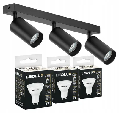 Produktbild von LEDLUX LX-8370-3 Schienenleuchte Schwarz GU10 6,5W