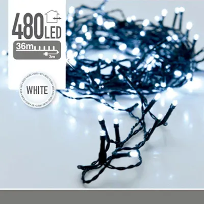 Produktbild von ECD Germany LED Lichterkette für Weihnachten mit 480 LEDs 36m, Kaltweiß, für den Innen- und Außenbereich IP44 Weihnachtsbeleuchtung für Weihnachtsbaum