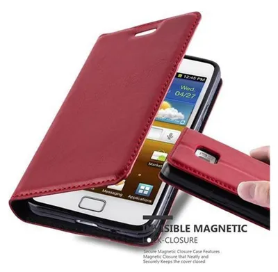 Produktbild von Cadorabo Hülle für Samsung Galaxy S2 / S2 PLUS Schutz Hülle in Rot Handyhülle Etui Case Cover Magnetverschluss